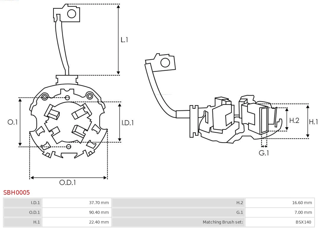 AS-PL SBH0005 Holder, carbon brushes