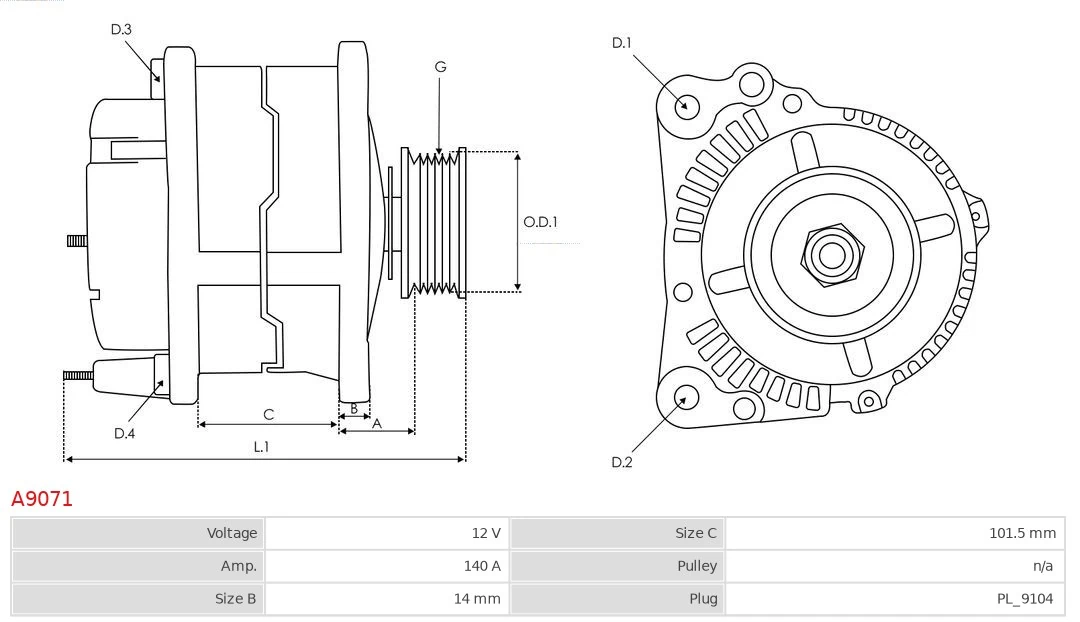 AS-PL A9071 Alternator
