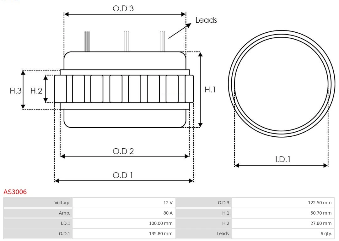 Stator, alternator Brand new AS-PL AS3006