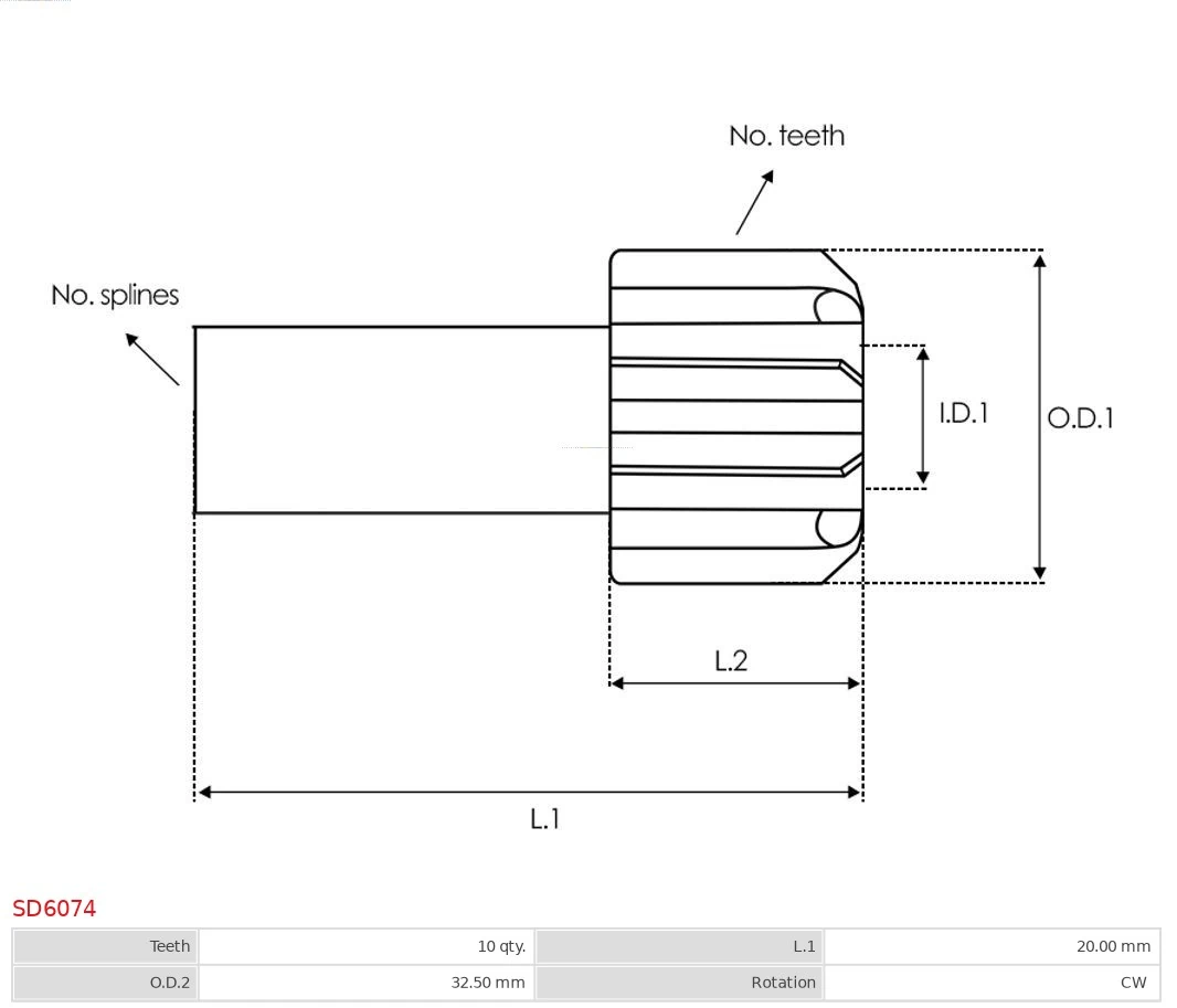 Freewheel Gear, starter Brand new AS-PL SD6074