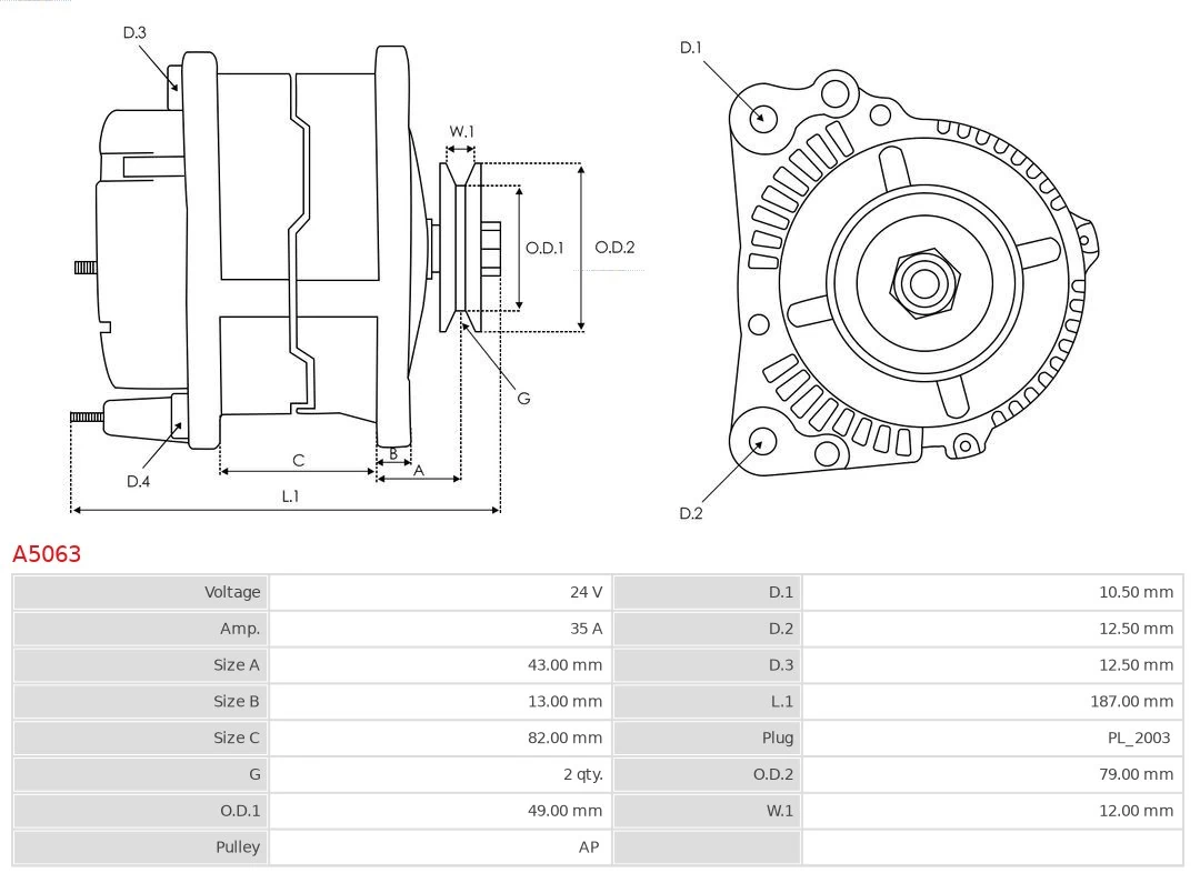AS-PL A5063 Alternator