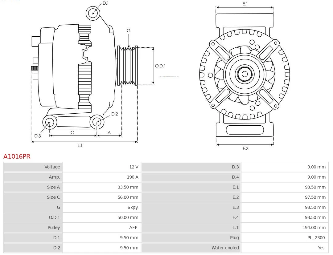 AS-PL A1016PR Alternator
