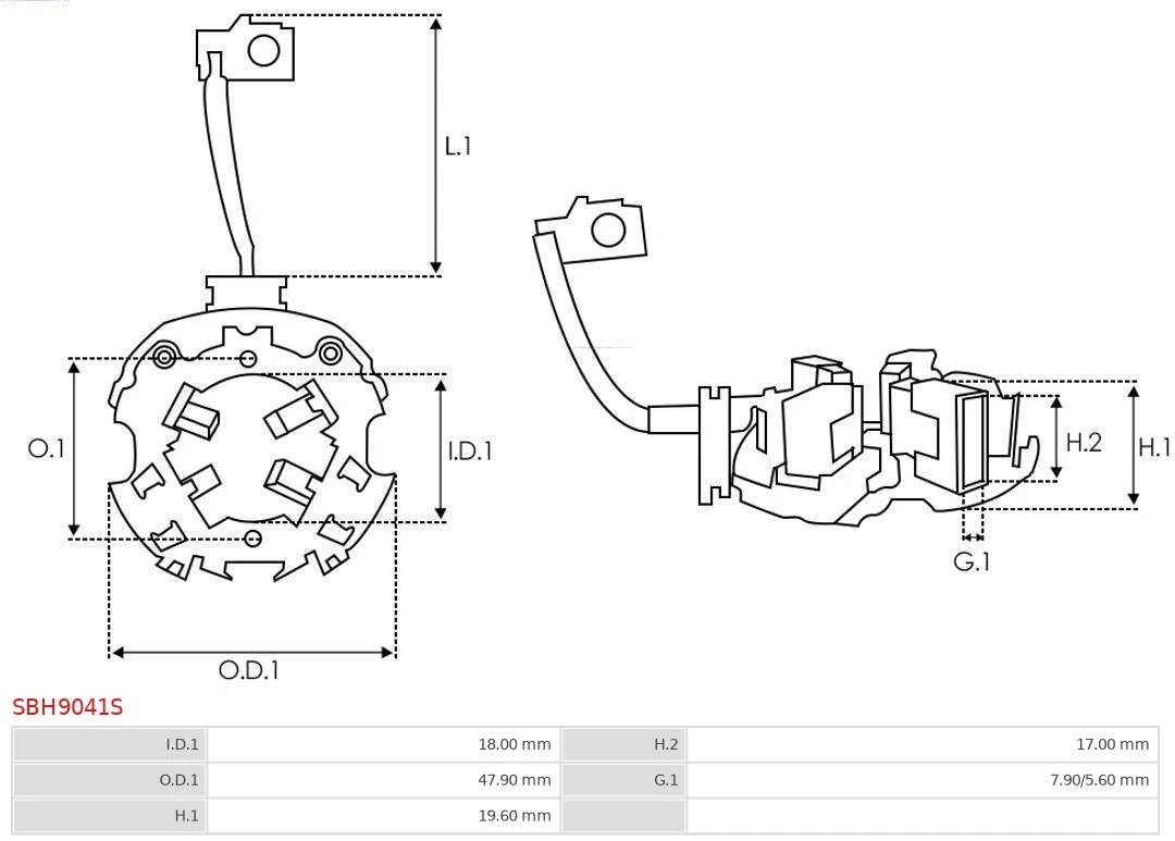 AS-PL SBH9041S Holder, carbon brushes