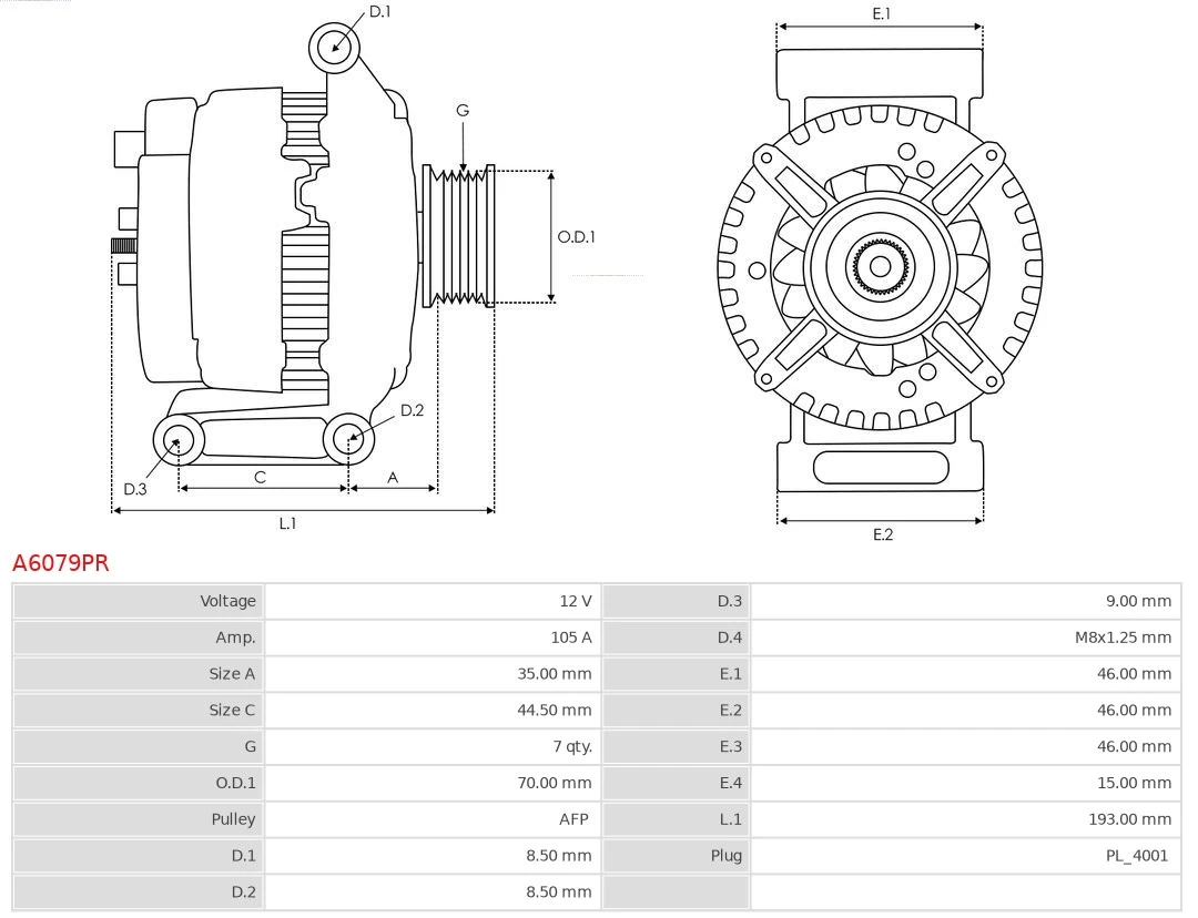 Alternator Remanufactured AS-PL A6079PR