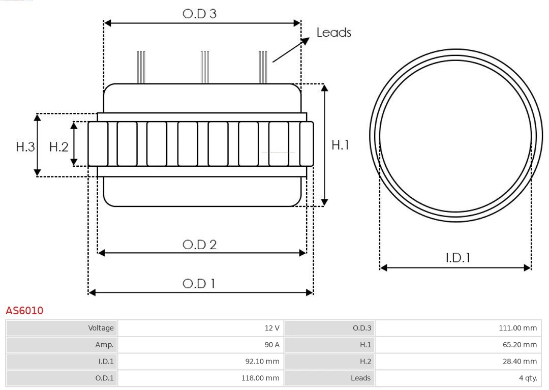 Stator, alternator Brand new AS-PL AS6010