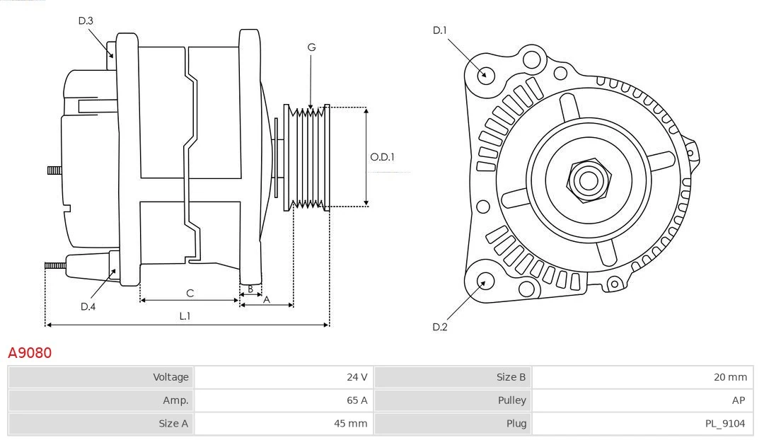 AS-PL A9080 Alternator