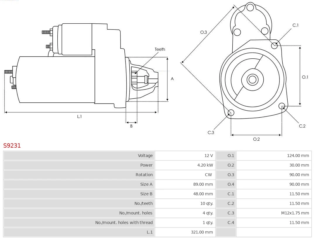 AS-PL S9231 Starter