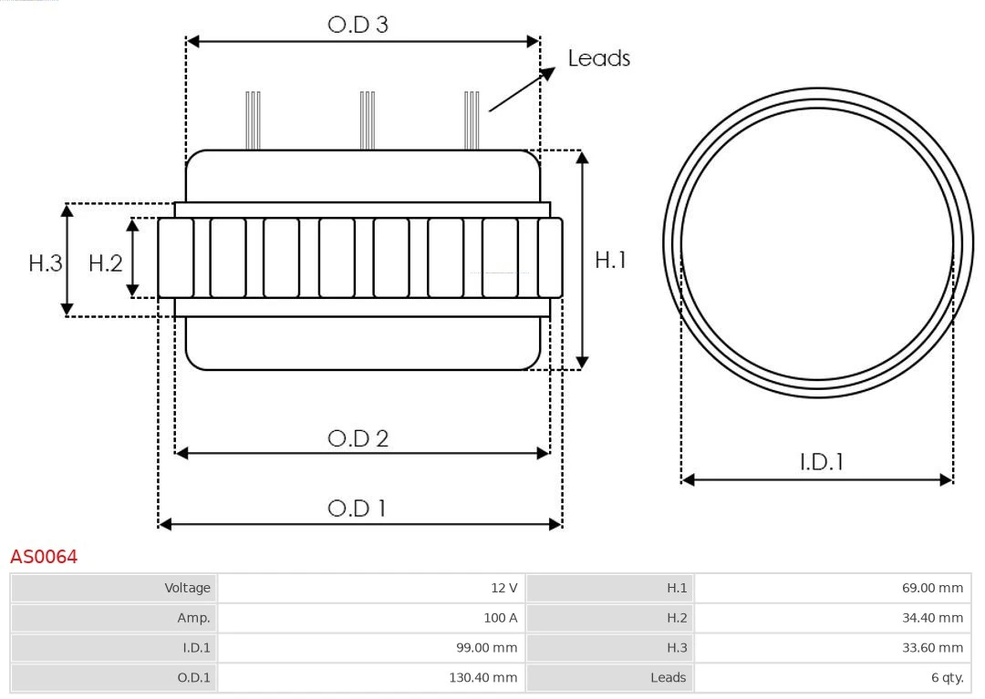 AS-PL AS0064 Stator, alternator