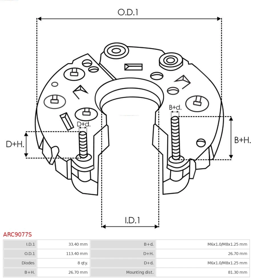 AS-PL ARC9077S Rectifier, alternator