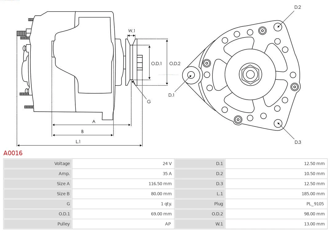 Alternator Brand new AS-PL A0016