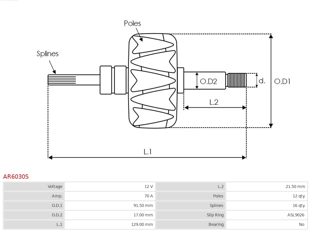 AS-PL AR6030S Rotor, alternator