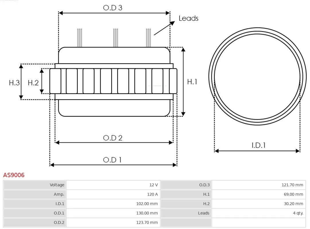 Stator, alternator Brand new AS-PL AS9006