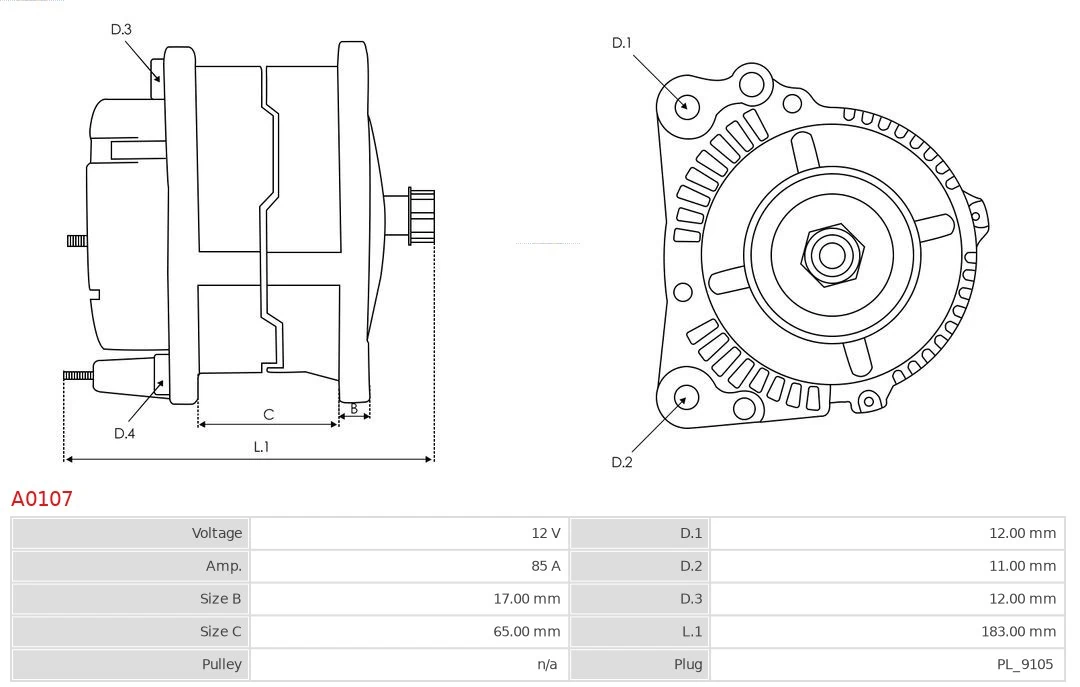 Generator Brandneu AS-PL A0107