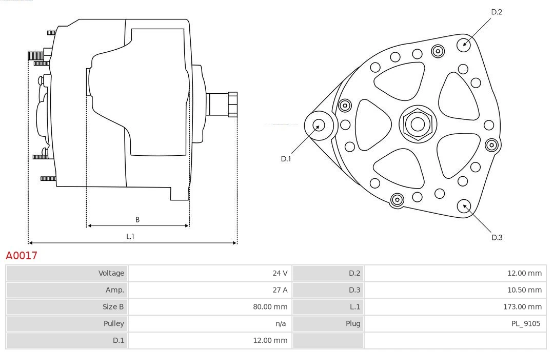 AS-PL A0017 Alternator