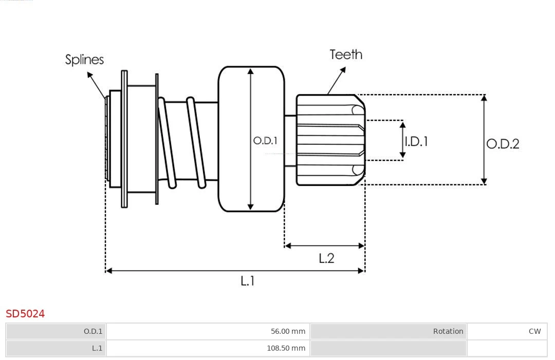 Engranaje de rueda libre, arrancador Nuevo AS-PL SD5024