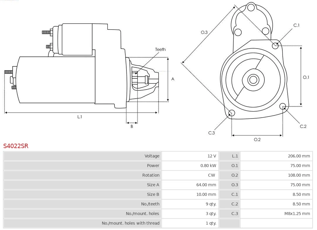 AS-PL S4022SR Starter