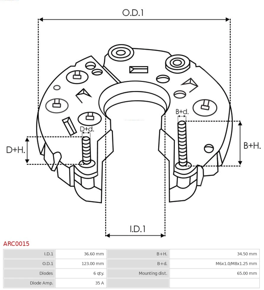 Rectifier, alternator Brand new AS-PL ARC0015