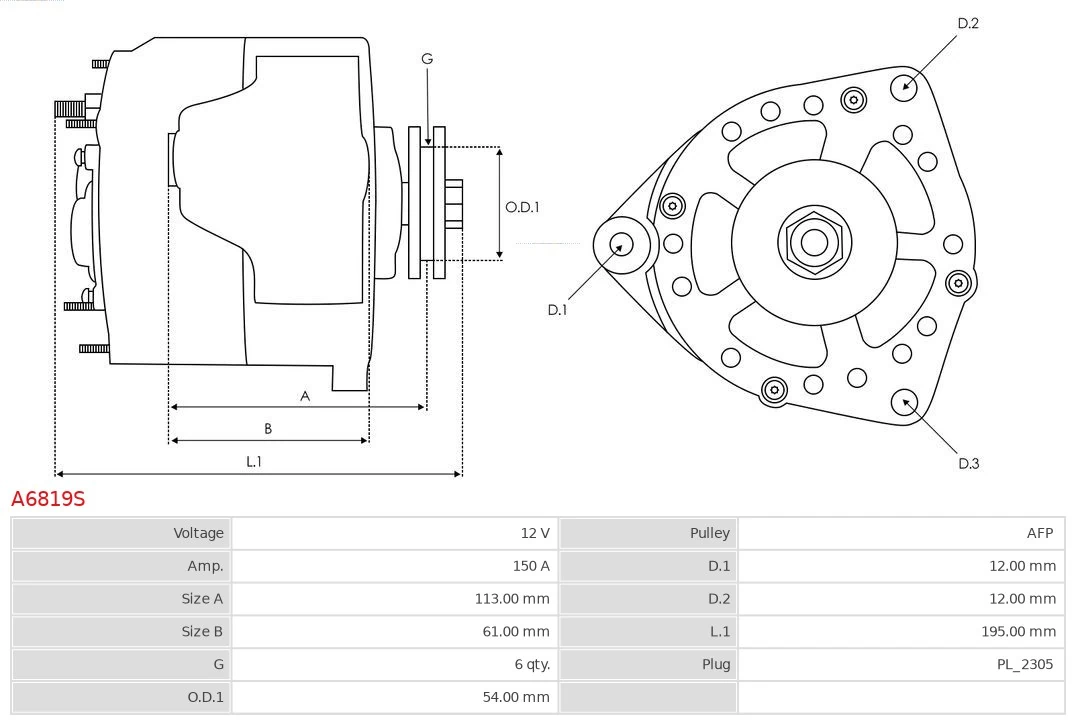 AS-PL A6819S Alternator