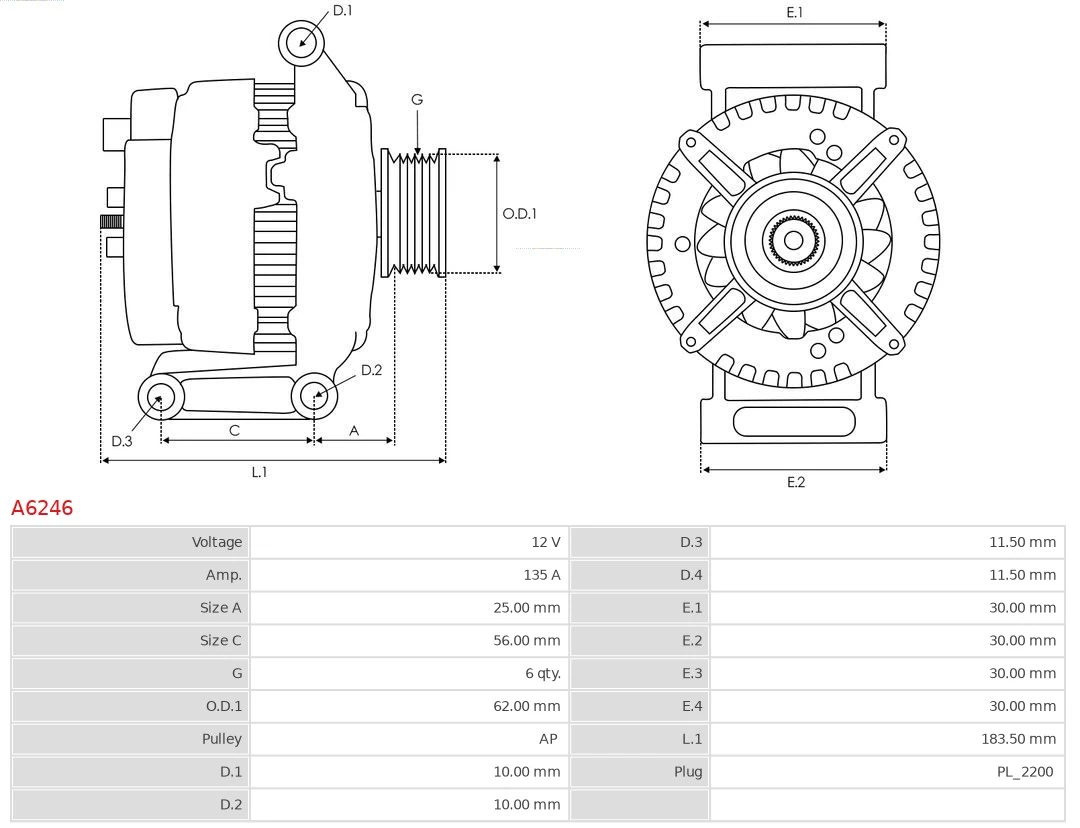 AS-PL A6246 Alternator
