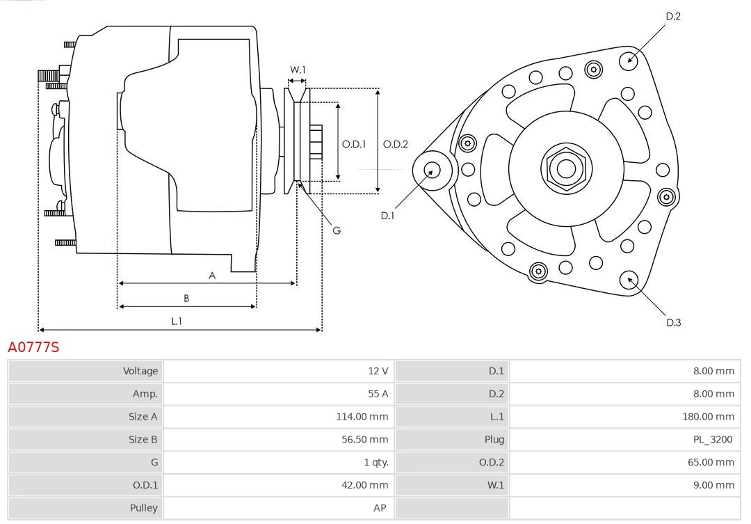 AS-PL A0777S Alternator