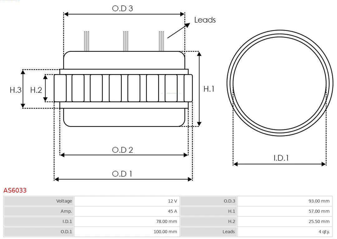AS-PL AS6033 Stator, alternator