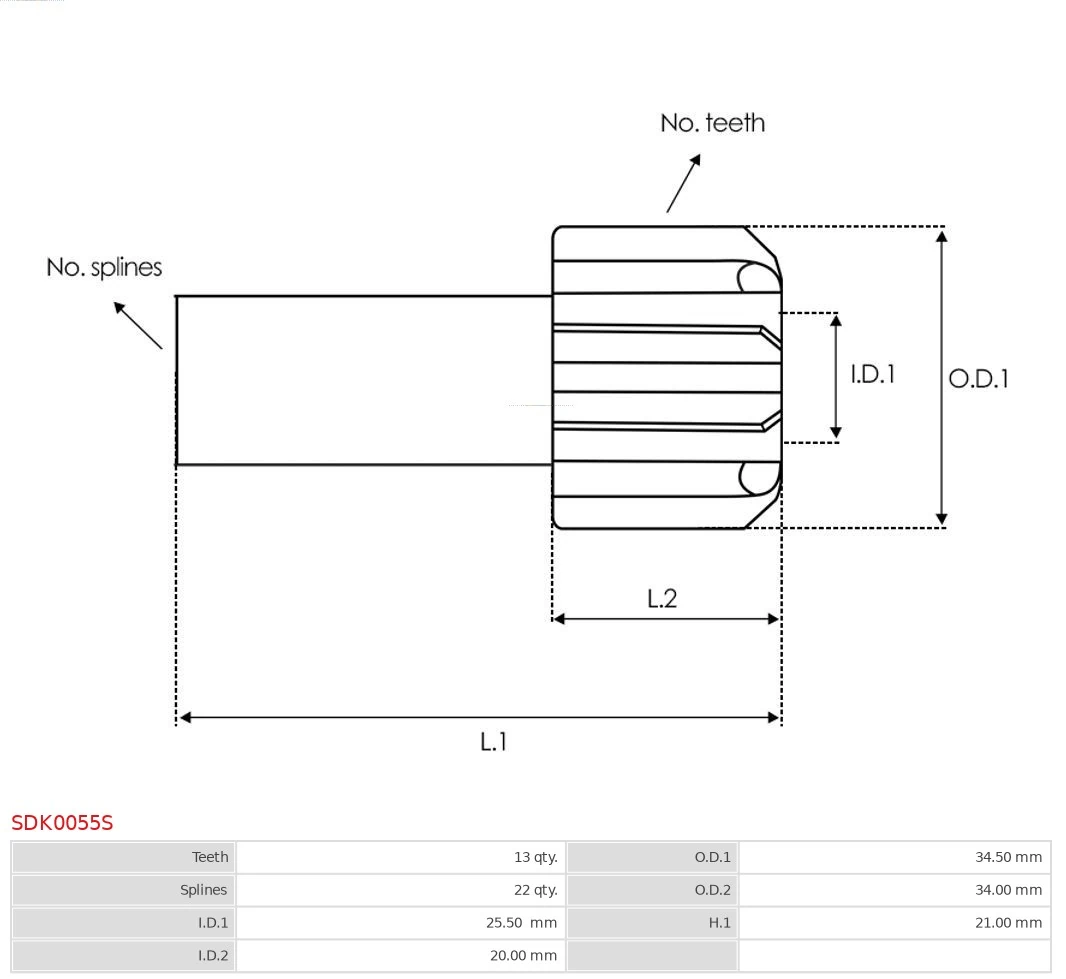 Freewheel Gear, starter Brand new AS-PL SDK0055S