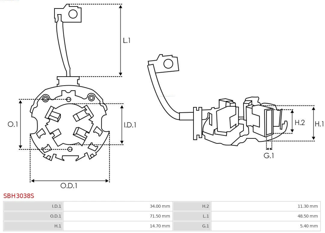 AS-PL SBH3038S Holder, carbon brushes