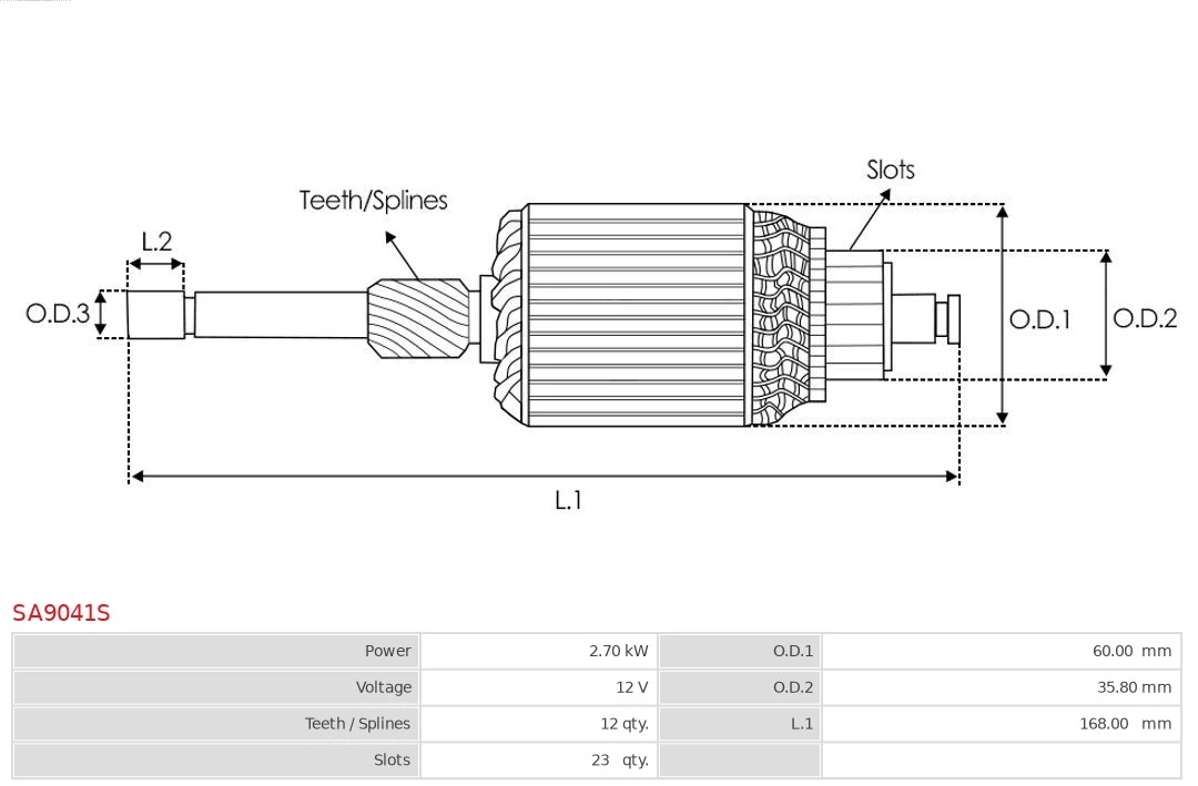 AS-PL SA9041S Armature, starter
