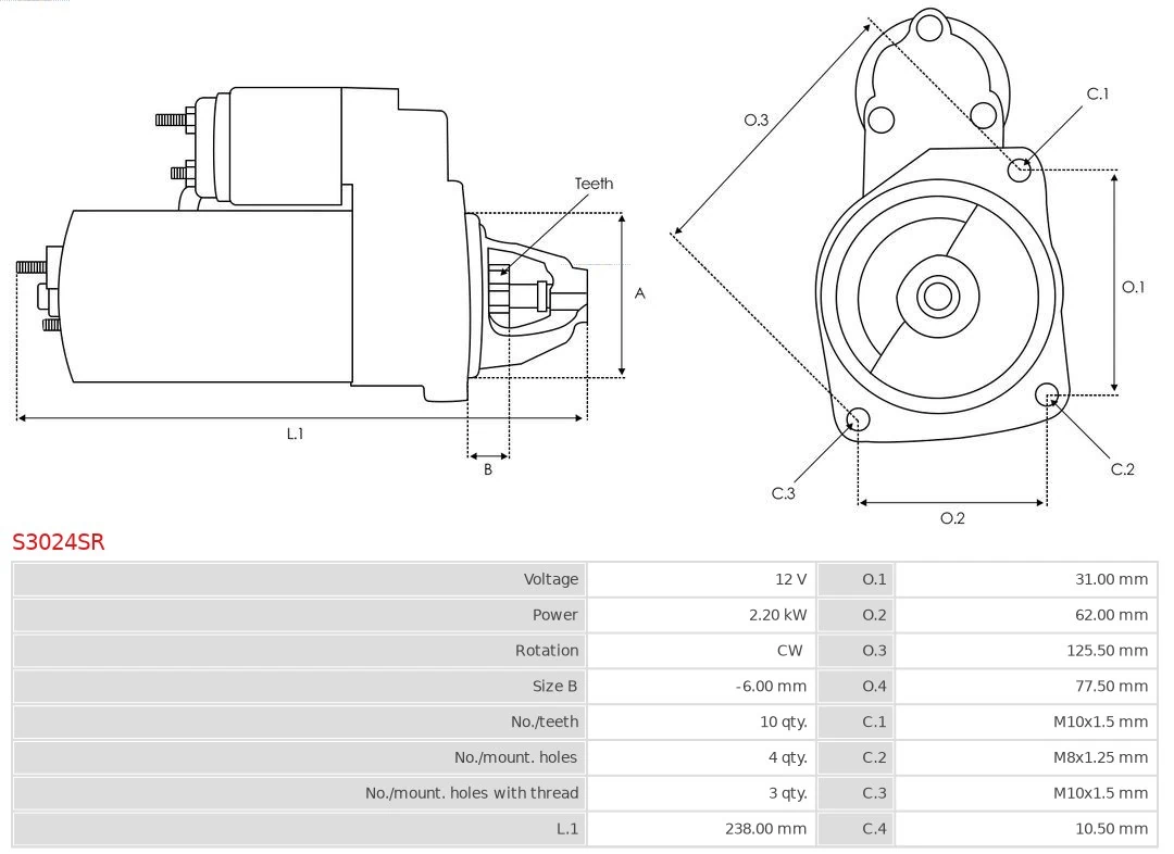 Starter Wiederaufbereitet AS-PL S3024SR