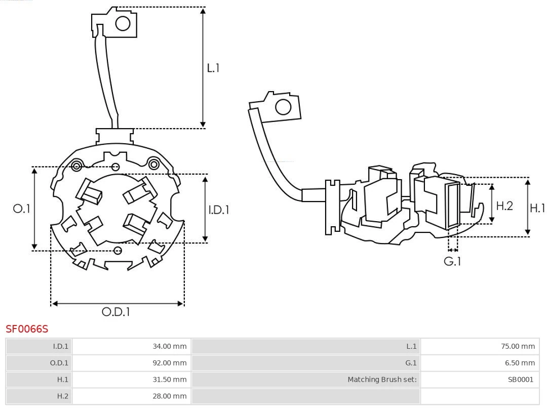 AS-PL SF0066S Holder, carbon brushes