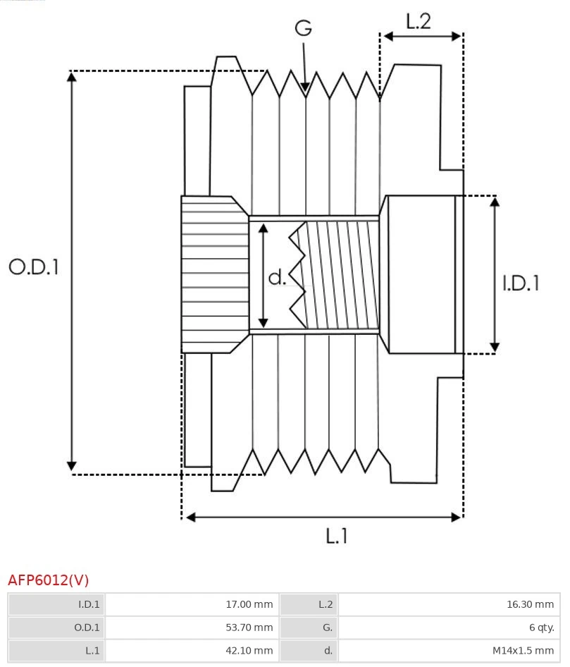 Rueda libre alternador Nuevo AS-PL AFP6012(V)