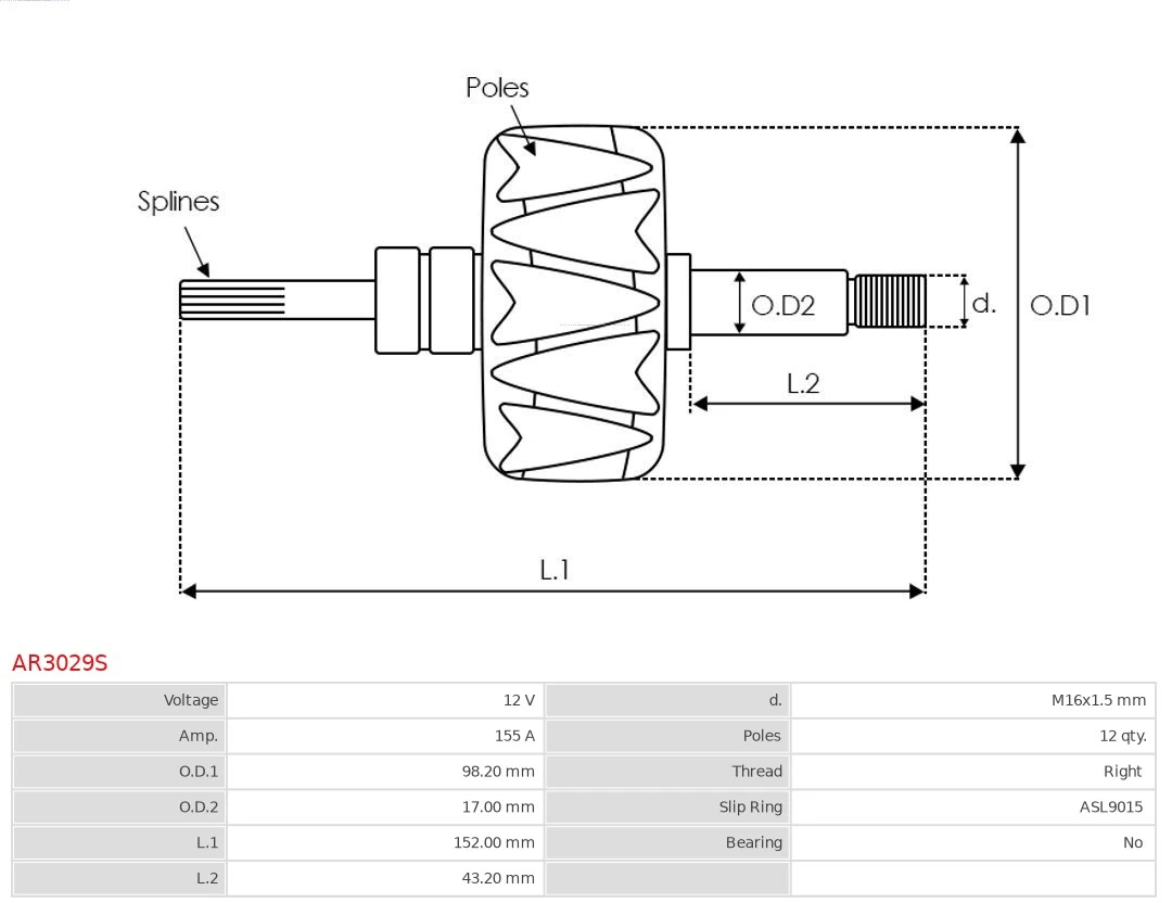 Rotor, alternator Brand new AS-PL AR3029S