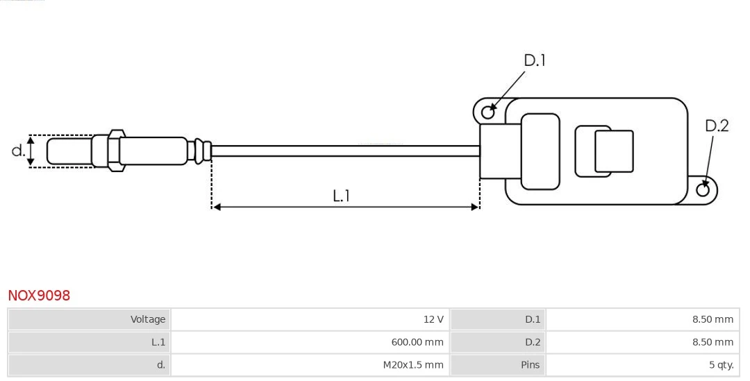 Sensor NOx, inyección de úrea Nuevo AS-PL NOX9098