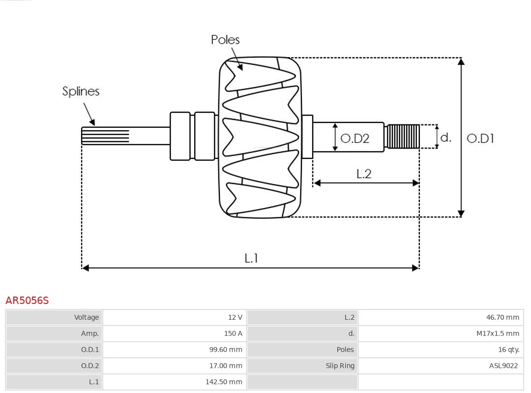 Rotor, alternator Brand new AS-PL AR5056S