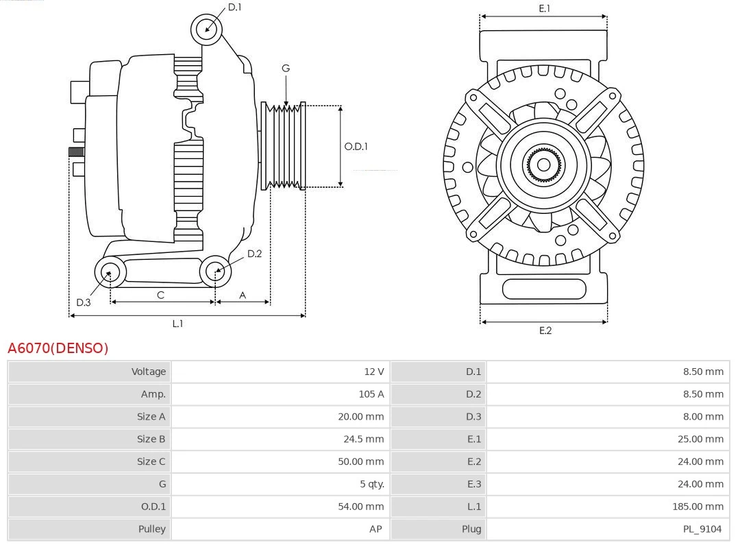 Alternator Brand new Denso A6070(DENSO)