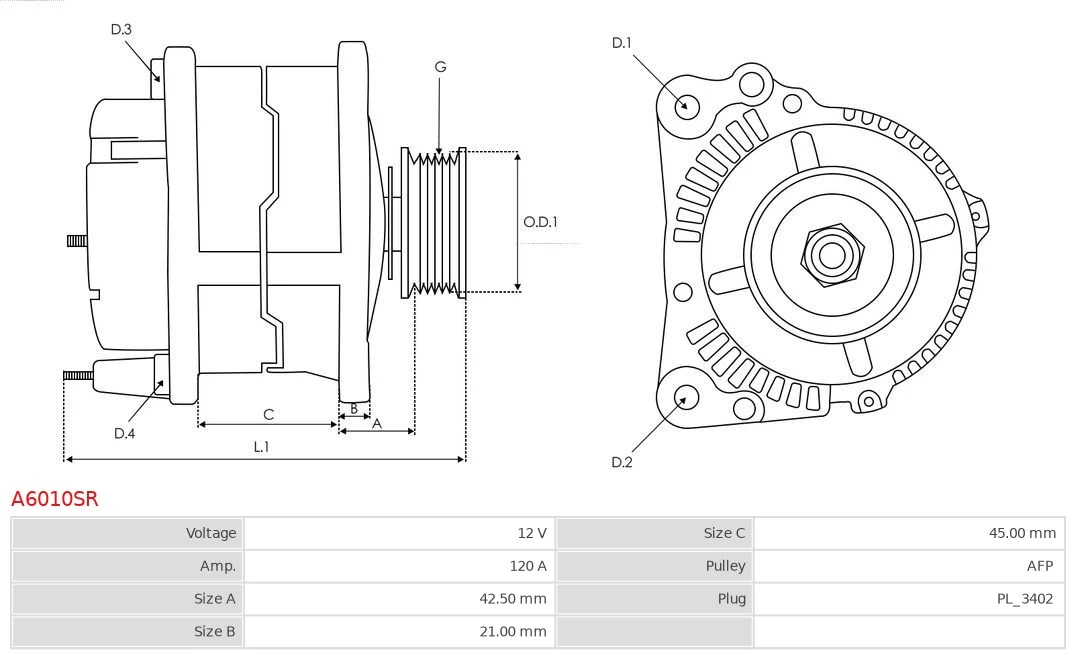 AS-PL A6010SR Alternator
