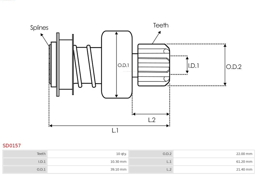 Freewheel Gear, starter Brand new AS-PL SD0157