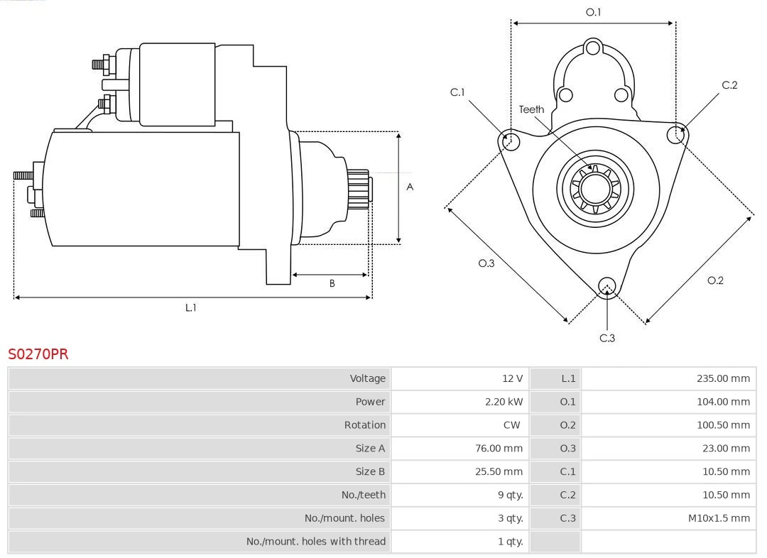 Starter Wiederaufbereitet AS-PL S0270PR