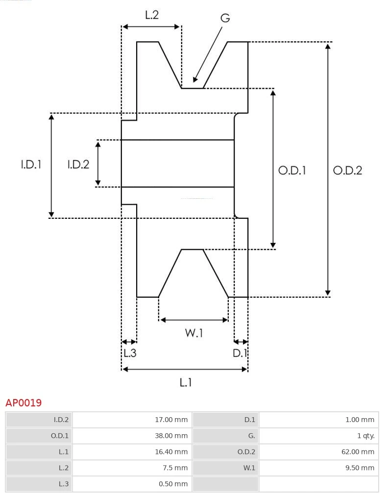 AS-PL AP0019 Belt Pulley, alternator