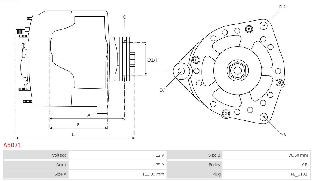 AS-PL A5071 Alternator