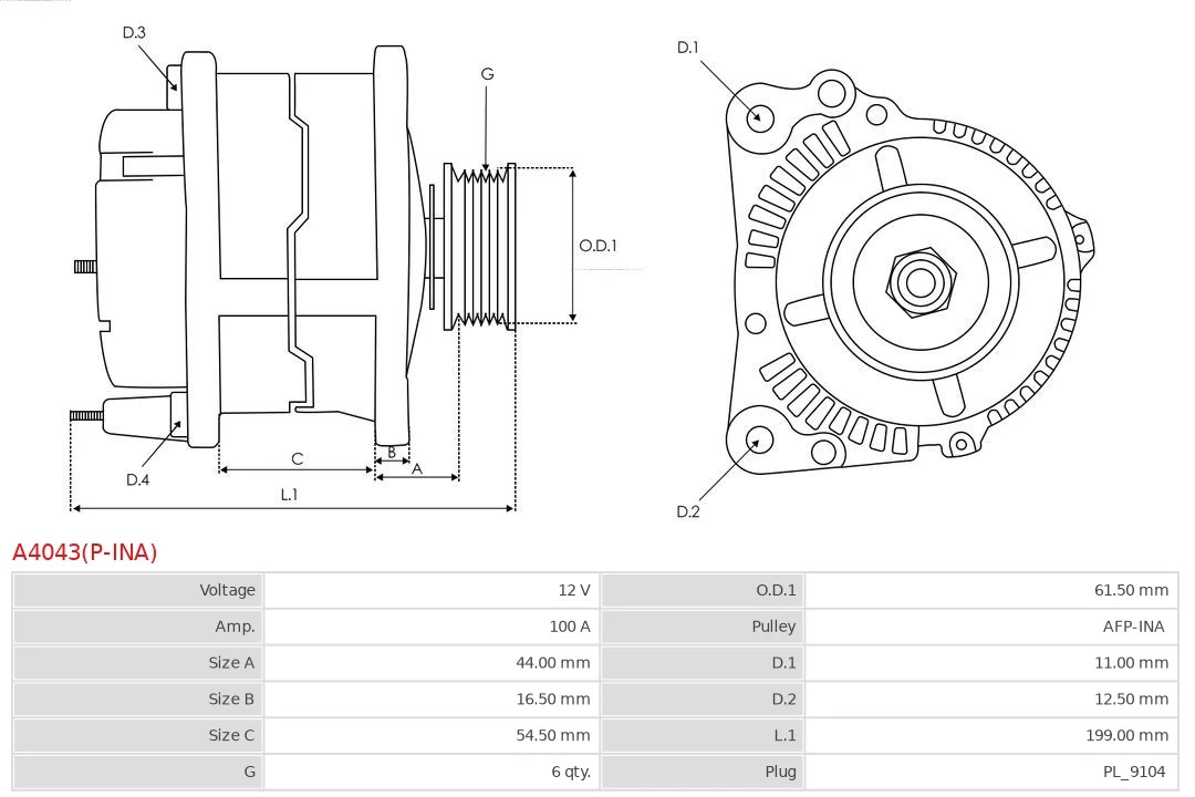 Alternator Brand new AS-PL A4043(P-INA)