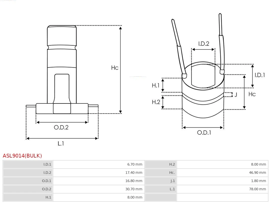 Slip Ring, alternator Brand new AS-PL ASL9014(BULK)