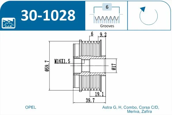 Alternator Freewheel Clutch Technology & Quality, Made in Spain 30-1028