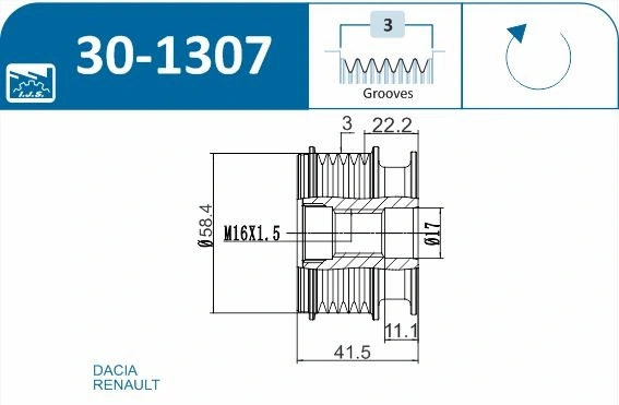 Alternator Freewheel Clutch Technology & Quality, Made in Spain 30-1307
