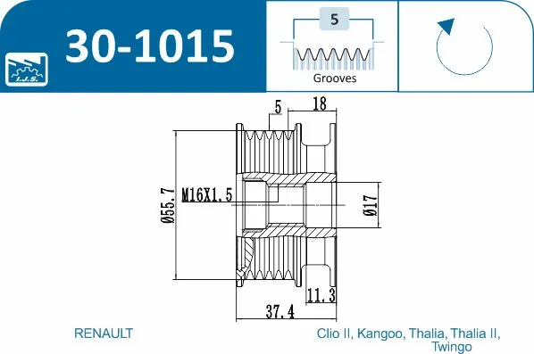발전기 프리휠 Technology & Quality, Made in Spain 30-1015