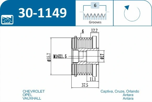 Alternator Freewheel Clutch Technology & Quality, Made in Spain 30-1149