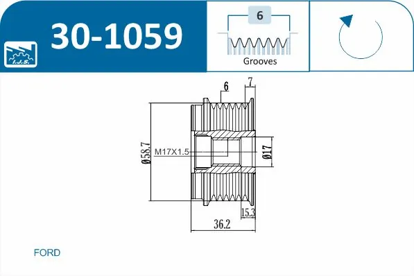 Alternator Freewheel Clutch Technology & Quality, Made in Spain 30-1059