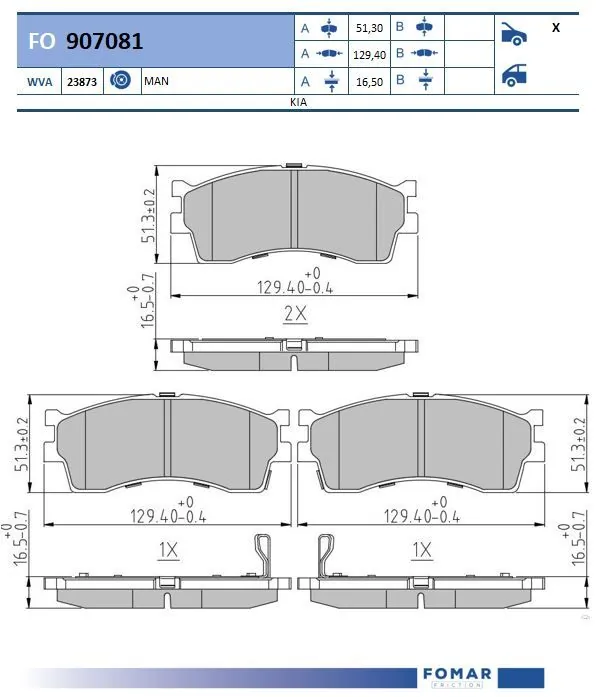 Brake Pad Set, disc brake FO 907081