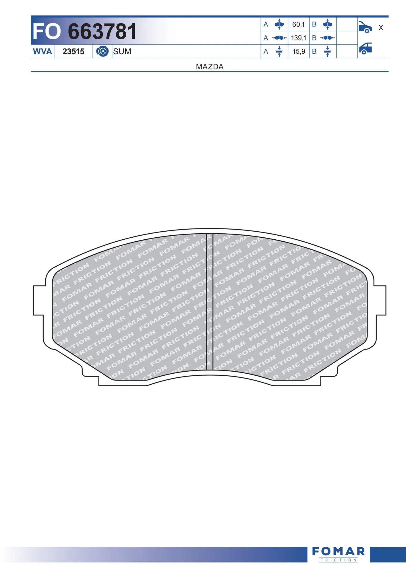 Brake Pad Set, disc brake FO 663781