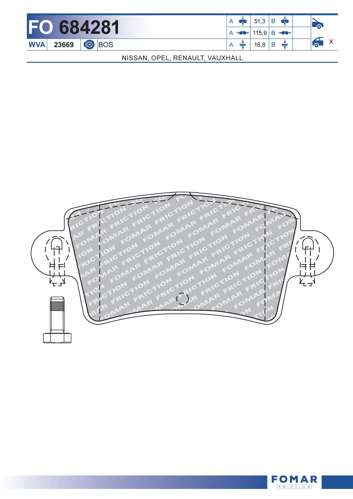 Brake Pad Set, disc brake FO 684281
